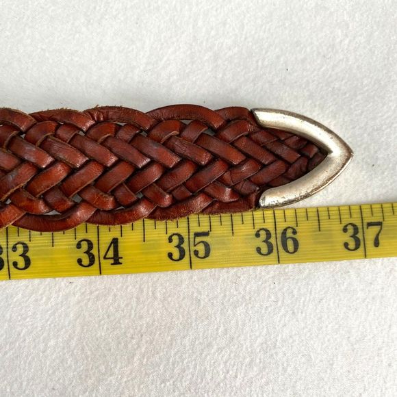Talbots Belt Womens Medium Waist Braided Cinnamon Brown Genuine Leather - Picture 11 of 12